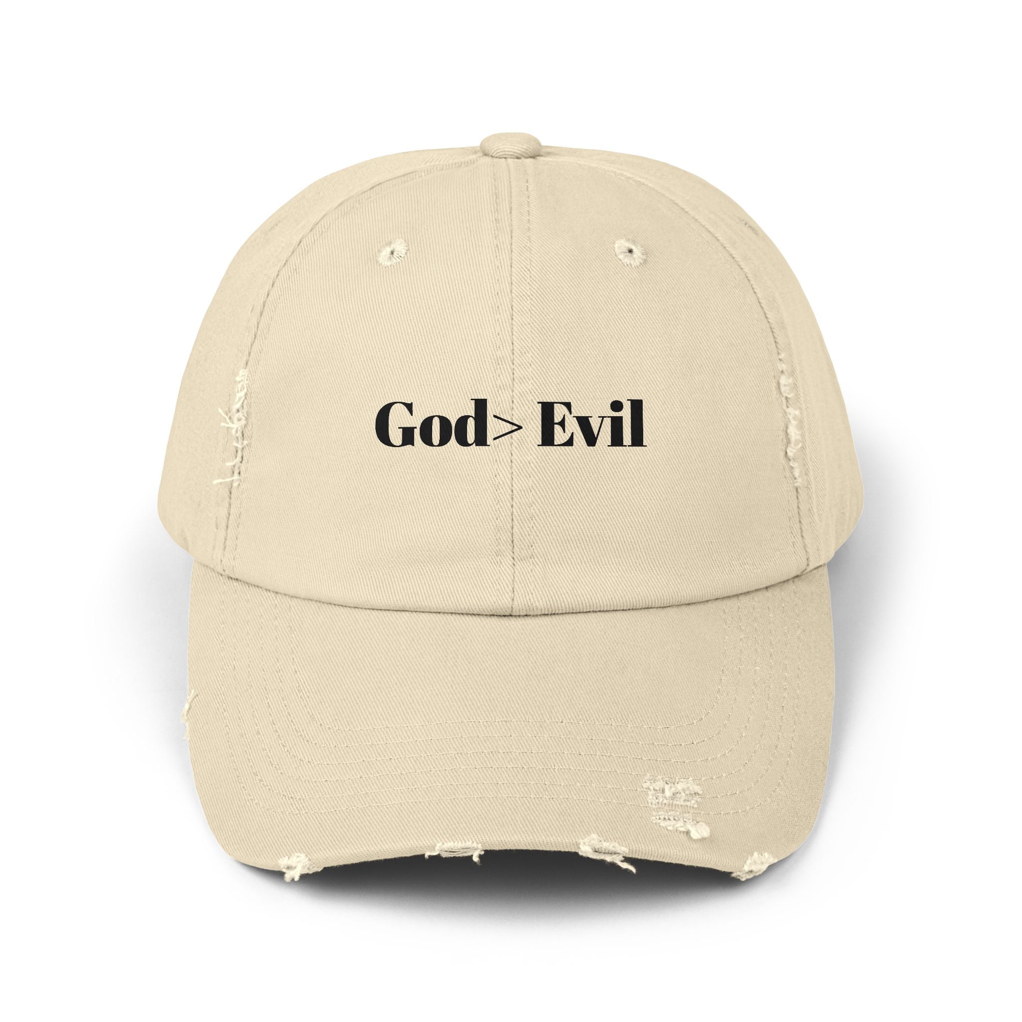 Unisex Distressed Cap, God > Evil