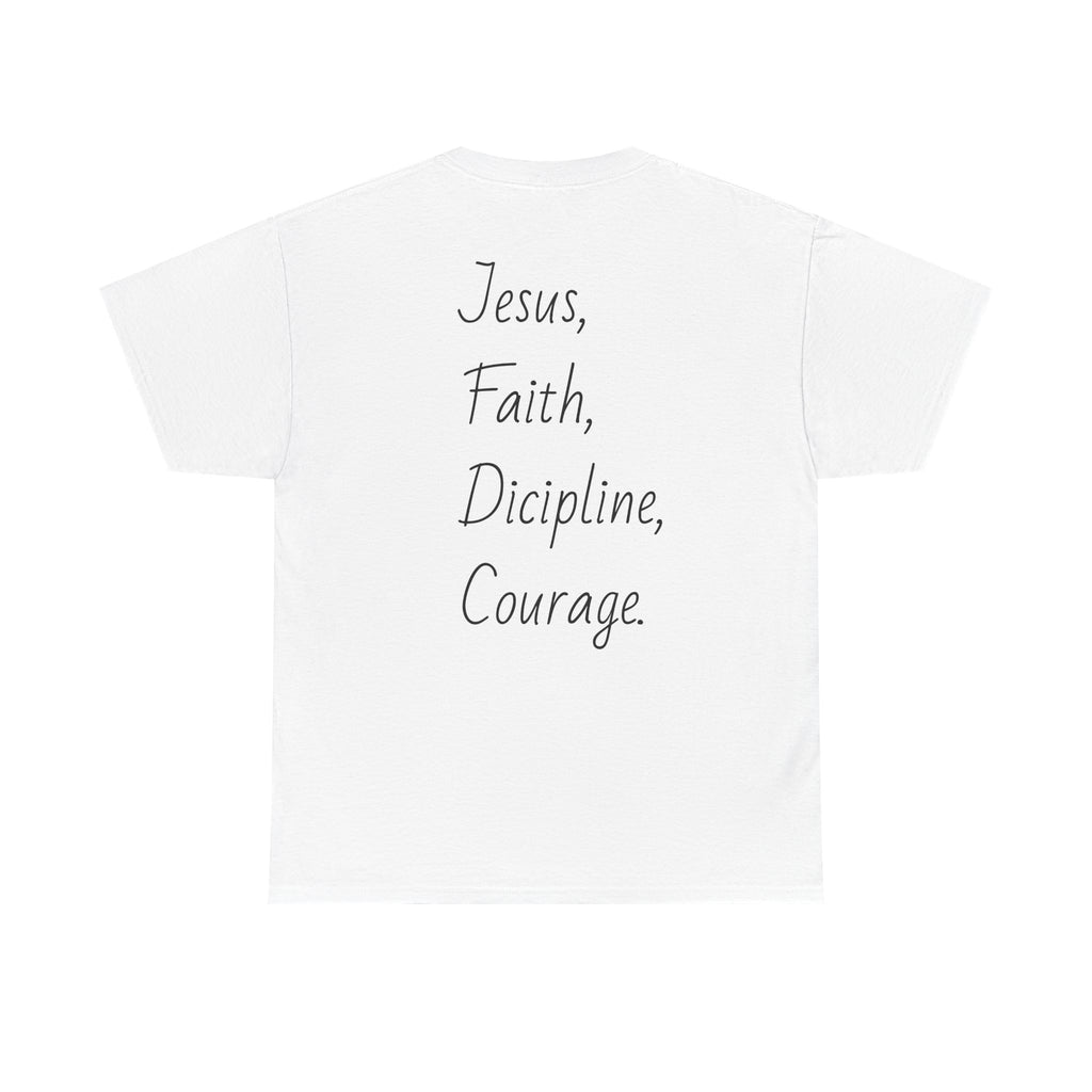 Inspirational Unisex Heavy Cotton Tee - Faith, Courage, Jesus, Casual Outfit