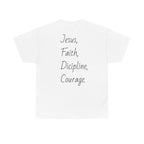 Inspirational Unisex Heavy Cotton Tee - Faith, Courage, Jesus, Casual Outfit