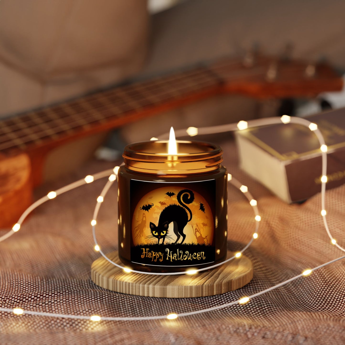 Halloween Scented Soy Candle, Amber Jar, Spooky Home Decor, Autumn Candle, Gift for Witch Lovers, Halloween Party Decor