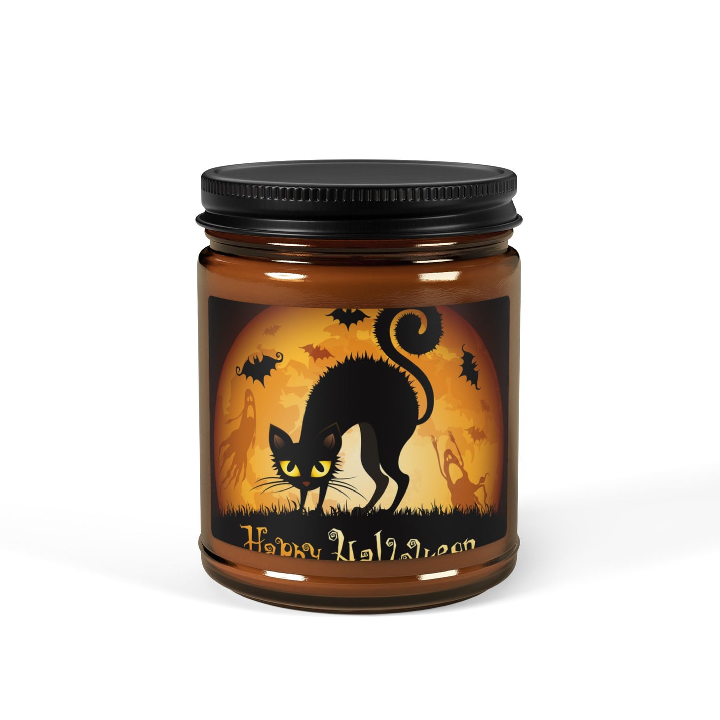 Halloween Scented Soy Candle, Amber Jar, Spooky Home Decor, Autumn Candle, Gift for Witch Lovers, Halloween Party Decor