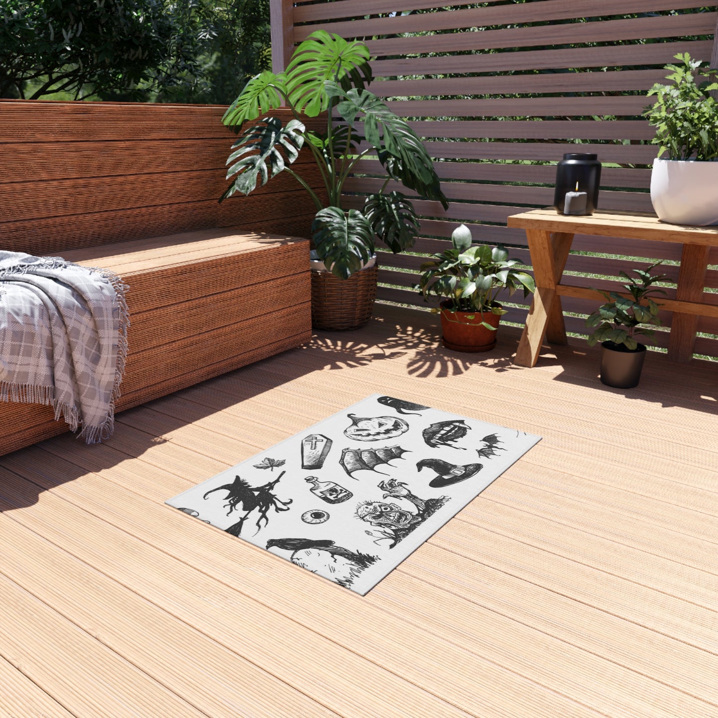 Halloween-Themed Outdoor Rug, Spooky Patio Mat, Halloween Decor, Outdoor Decor, Ghostly Home Accessory