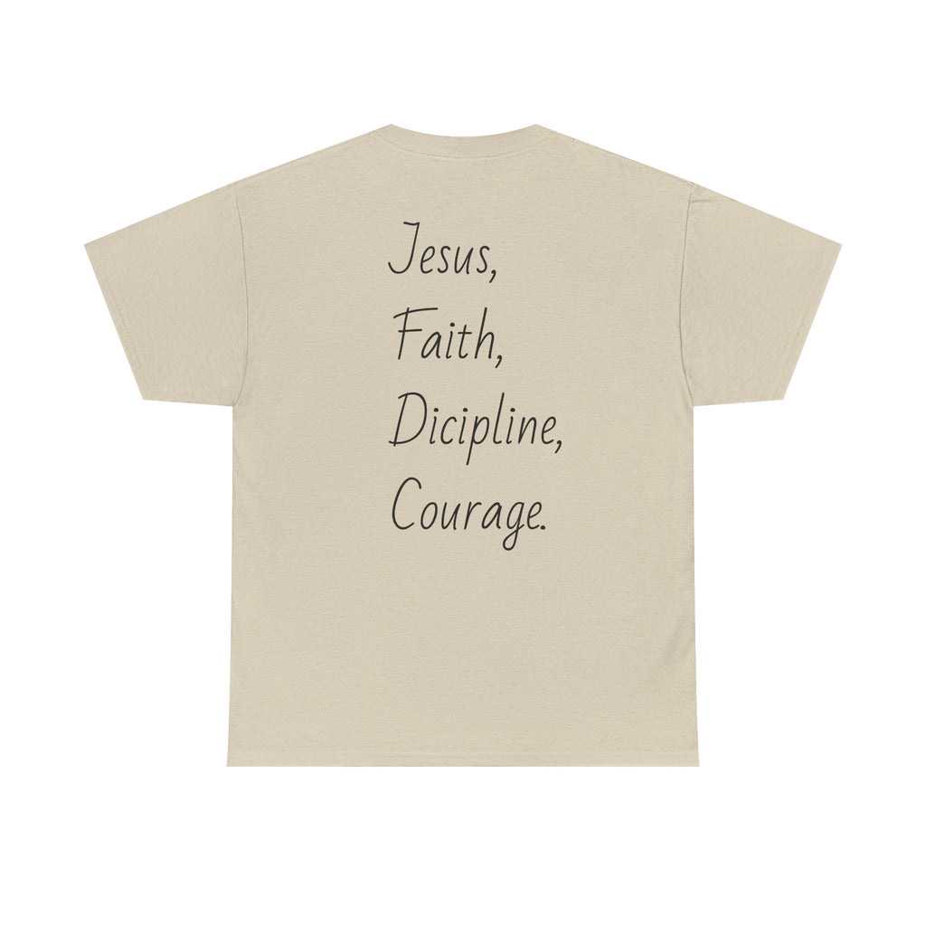 Inspirational Unisex Heavy Cotton Tee - Faith, Courage, Jesus, Casual Outfit