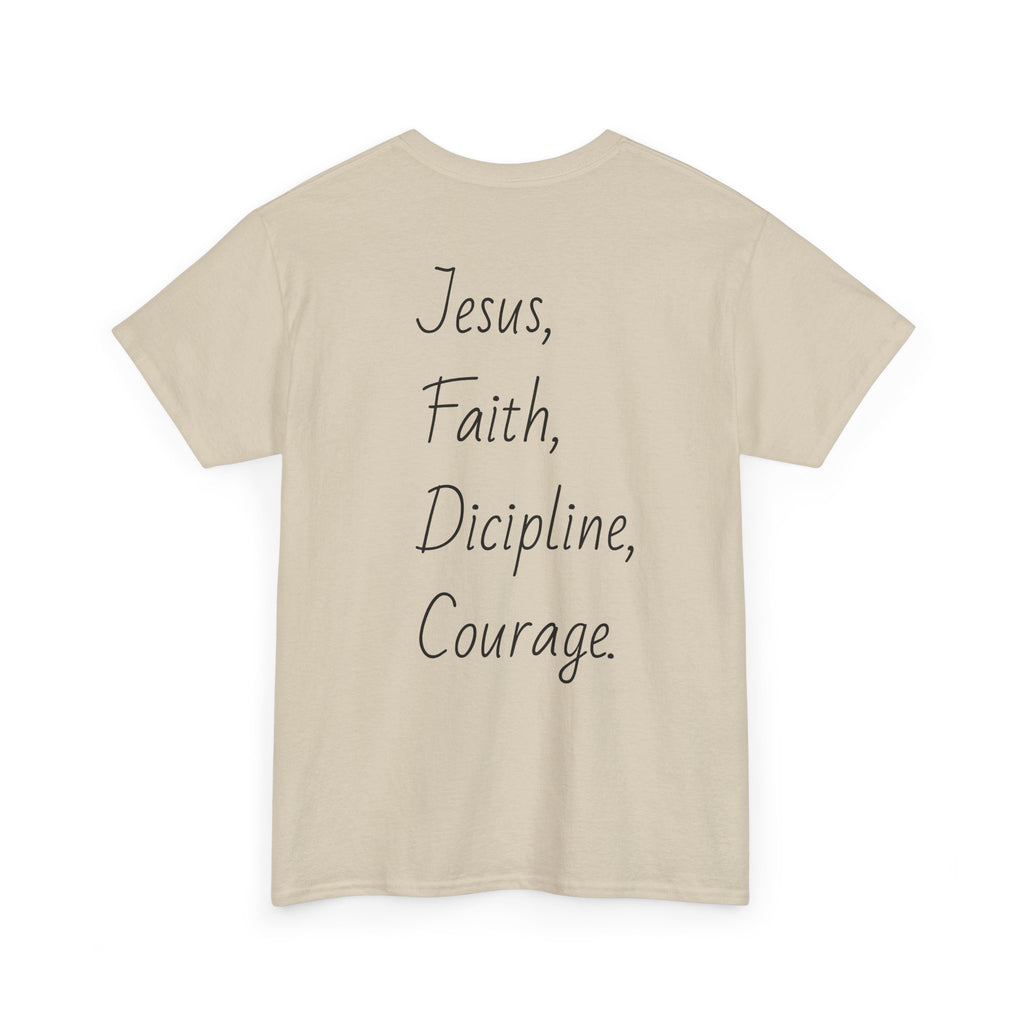 Inspirational Unisex Heavy Cotton Tee - Faith, Courage, Jesus, Casual Outfit
