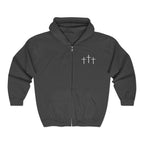 Christian Full Zip Hoodie with 3 Crosses Design