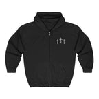Christian Full Zip Hoodie with 3 Crosses Design