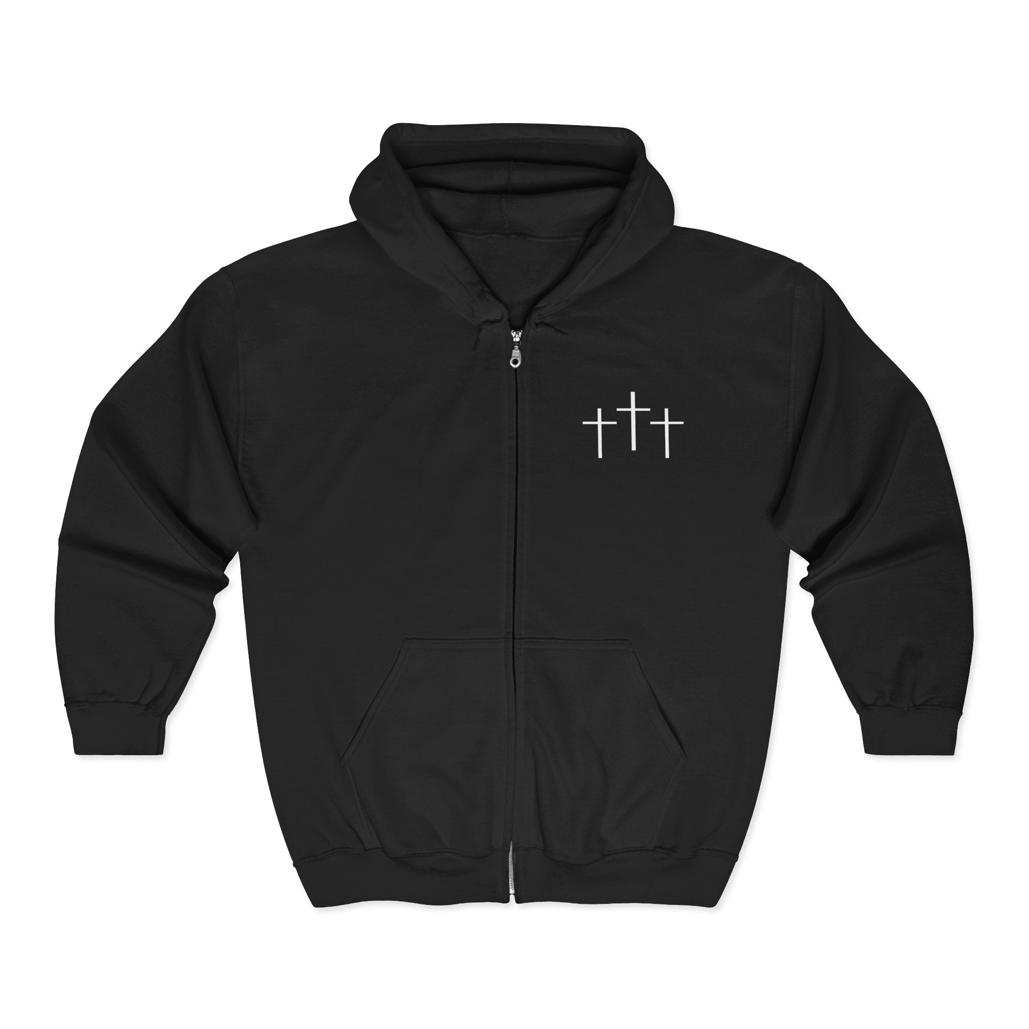 Christian Full Zip Hoodie with 3 Crosses Design