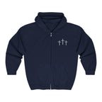 Christian Full Zip Hoodie with 3 Crosses Design