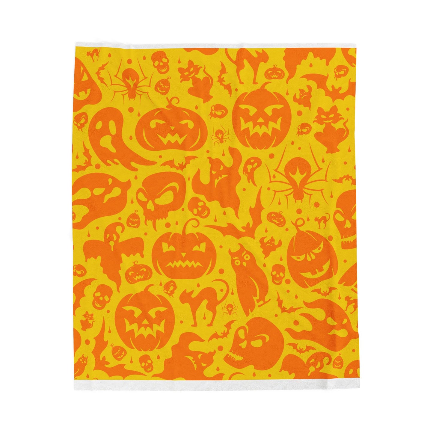 Halloween Plush Throw Blanket, Cozy Autumn Decor, Spooky Season Gift, Pumpkin Blanket, Soft Velveteen Throw