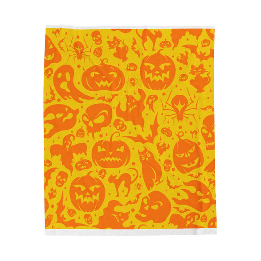 Halloween Plush Throw Blanket, Cozy Autumn Decor, Spooky Season Gift, Pumpkin Blanket, Soft Velveteen Throw