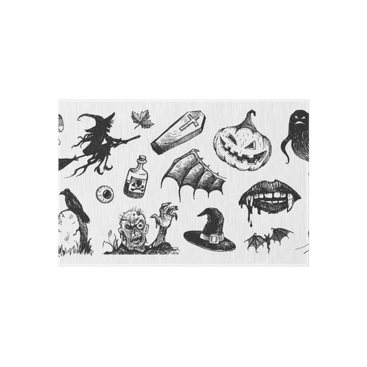 Halloween-Themed Outdoor Rug, Spooky Patio Mat, Halloween Decor, Outdoor Decor, Ghostly Home Accessory