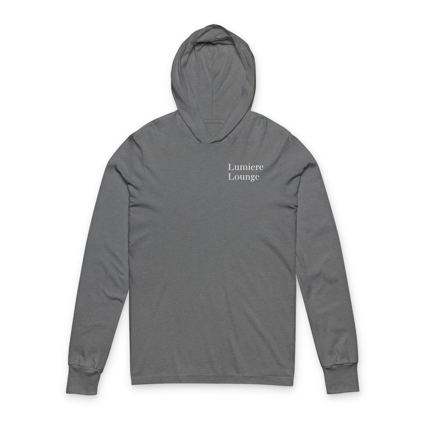 Unisex Hooded Long Sleeve Tee - Lumiere Lounge, Cozy Pullover, Lightweight Hoodie, Casual Top, Perfect Gift for All Occasions