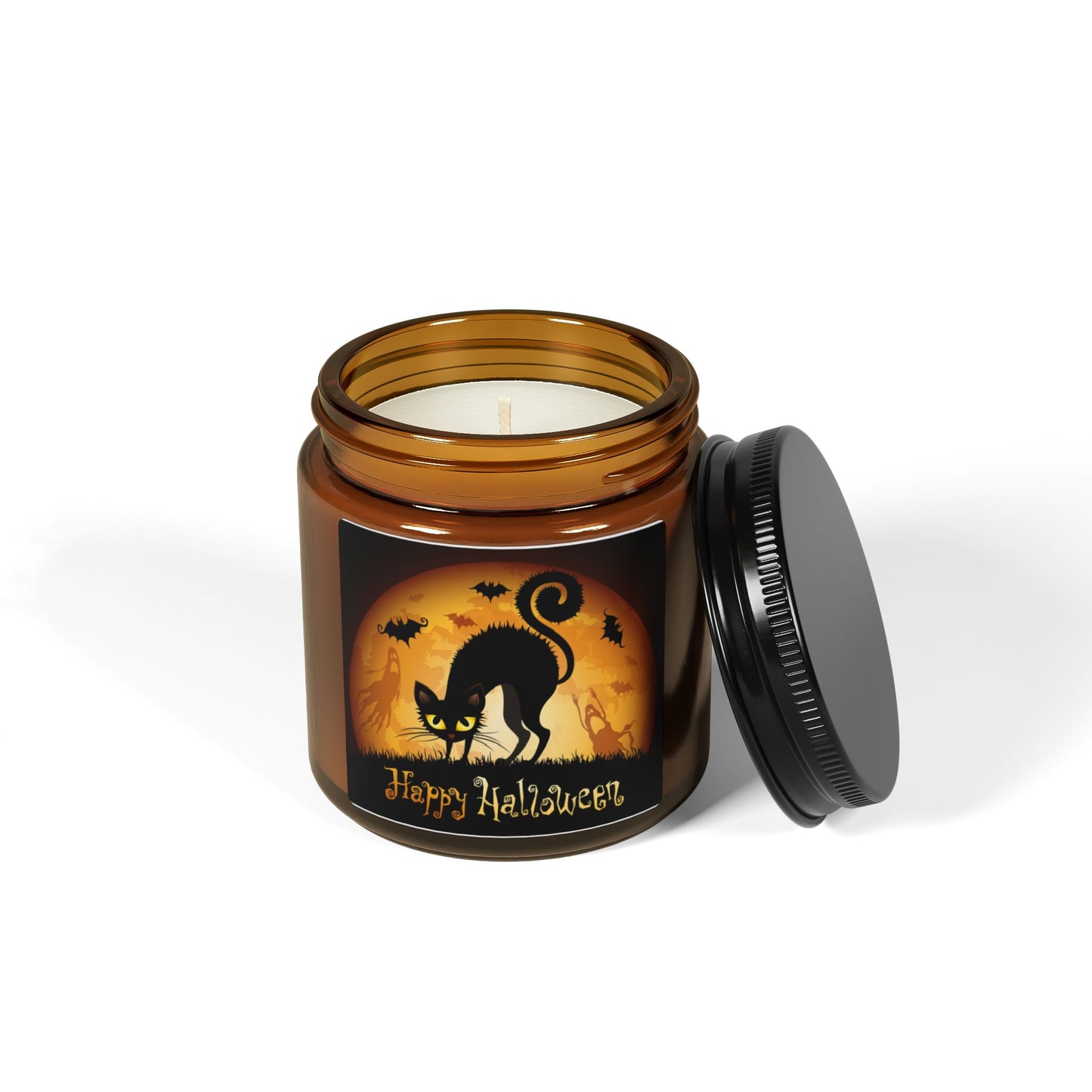 Halloween Scented Soy Candle, Amber Jar, Spooky Home Decor, Autumn Candle, Gift for Witch Lovers, Halloween Party Decor