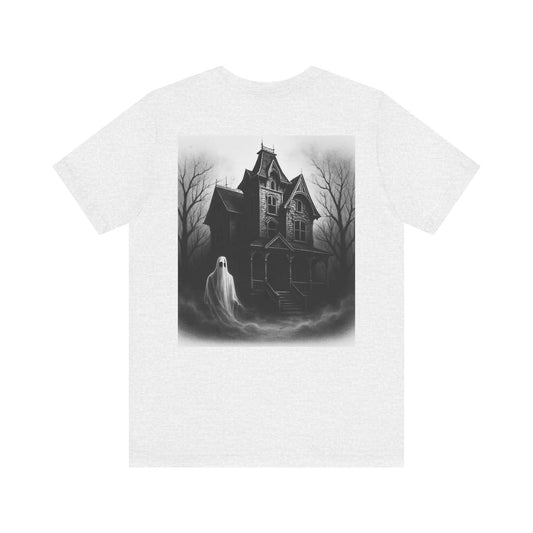 Hauntingly Chic Unisex Tee - Spooky Vintage Ghost Design