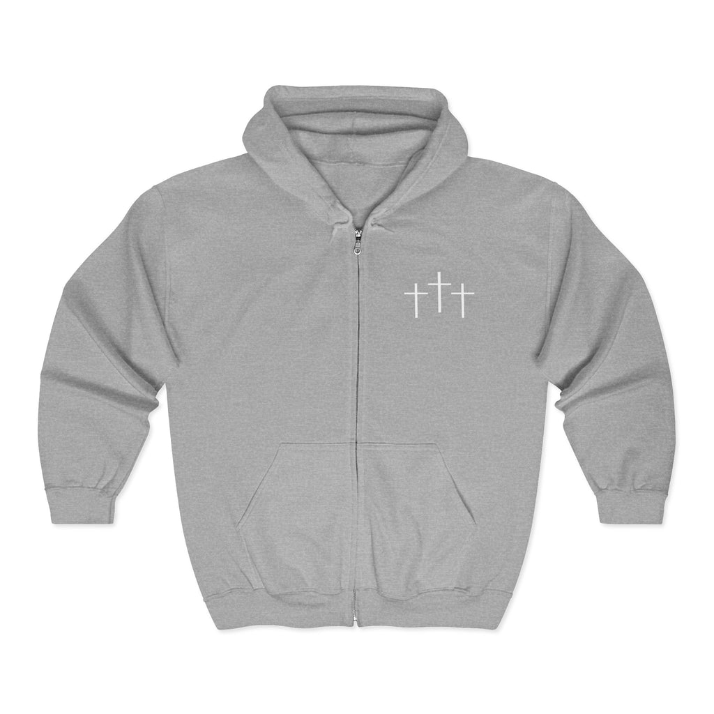 Christian Full Zip Hoodie with 3 Crosses Design