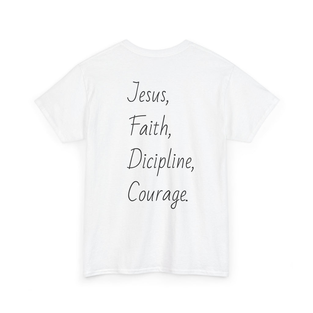Inspirational Unisex Heavy Cotton Tee - Faith, Courage, Jesus, Casual Outfit