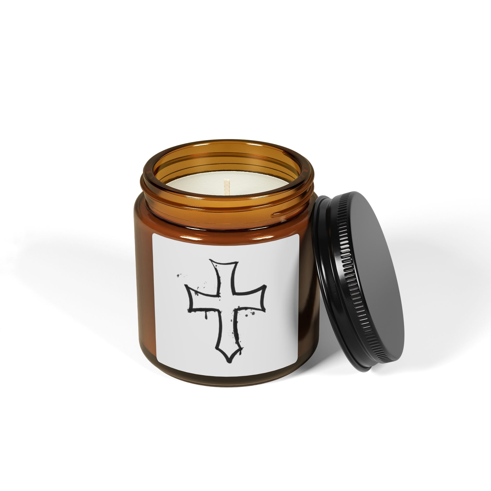 Cross Scented Soy Candle — Amber Jar (Multi-Size)