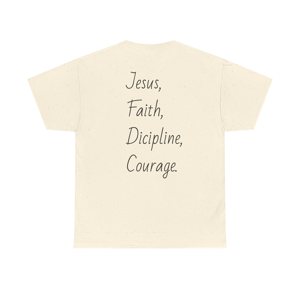 Inspirational Unisex Heavy Cotton Tee - Faith, Courage, Jesus, Casual Outfit