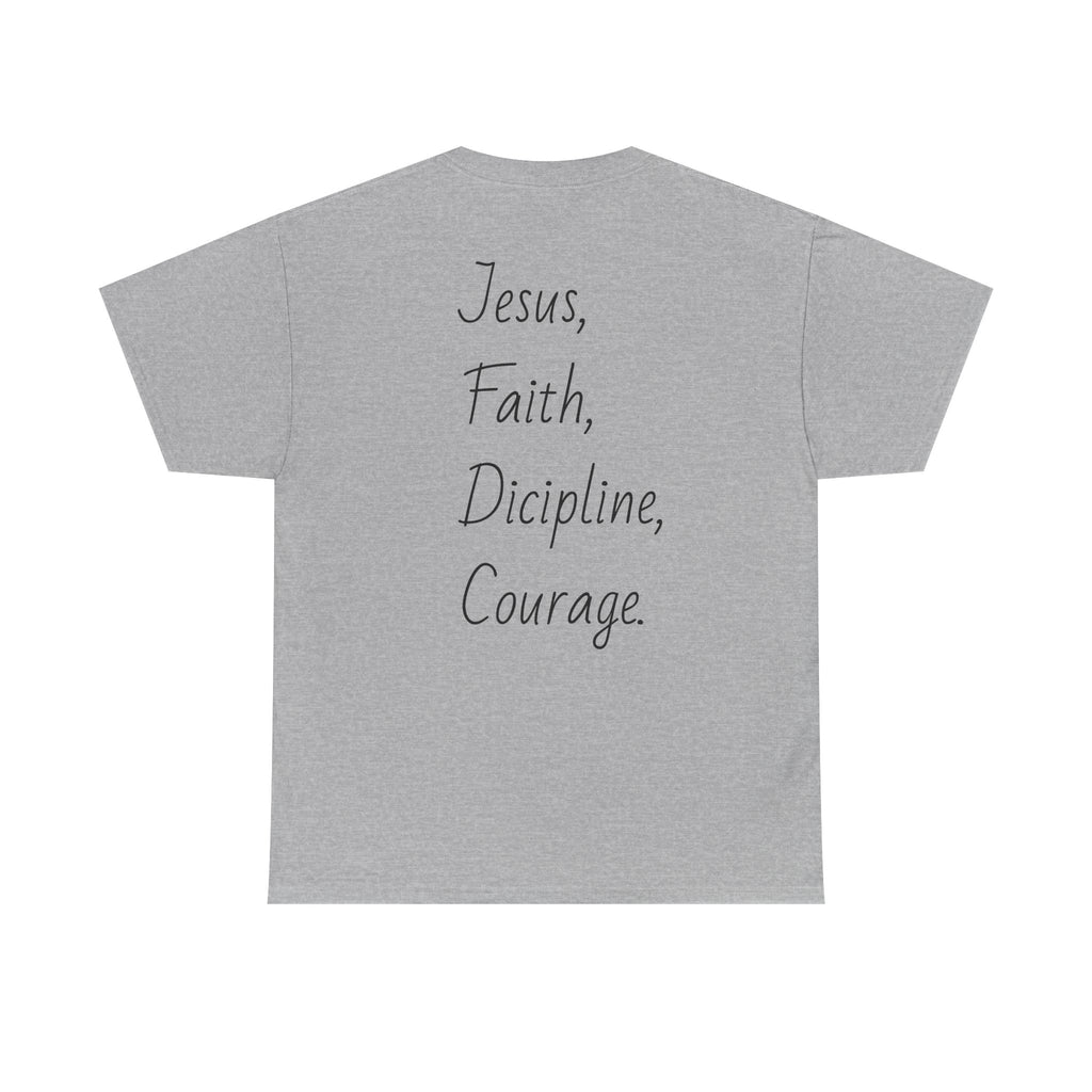 Inspirational Unisex Heavy Cotton Tee - Faith, Courage, Jesus, Casual Outfit