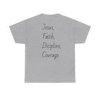 Inspirational Unisex Heavy Cotton Tee - Faith, Courage, Jesus, Casual Outfit