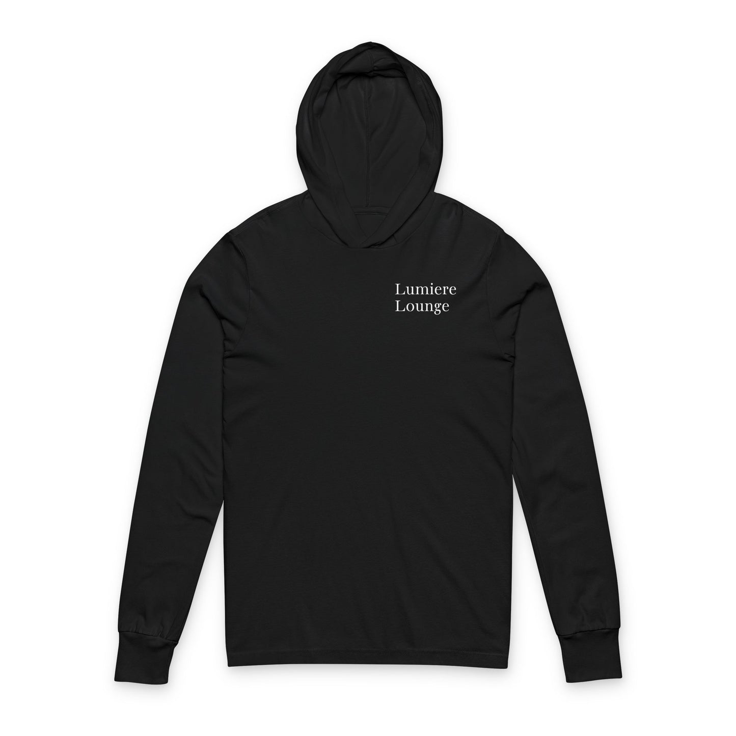 Unisex Hooded Long Sleeve Tee - Lumiere Lounge, Cozy Pullover, Lightweight Hoodie, Casual Top, Perfect Gift for All Occasions