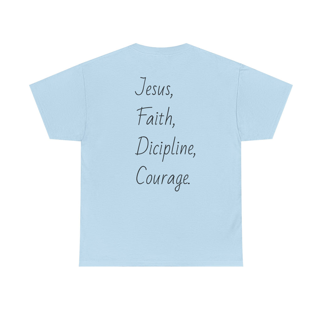 Inspirational Unisex Heavy Cotton Tee - Faith, Courage, Jesus, Casual Outfit