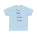 Inspirational Unisex Heavy Cotton Tee - Faith, Courage, Jesus, Casual Outfit