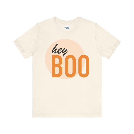 Hey Boo Unisex Short Sleeve Tee – Cute Halloween Shirt, Fall Fashion, Casual Wear
